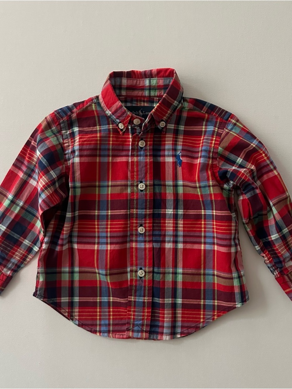 Ralph Lauren 12 Months Baby Boy Red Plaid Button-Down Shirt